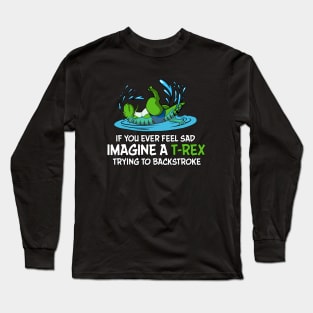 T-Rex Hates Backstroke Swimming Long Sleeve T-Shirt